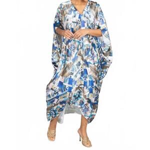 NEW KARA CHIC chic v-neck kaftan dress in blue